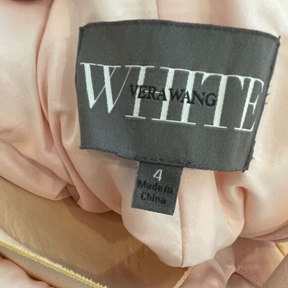 VERA WANG WHITE Label V -Neck Halter Gown with Slit VW360214 Color Blush Sz. 4 - Picture 8 of 9